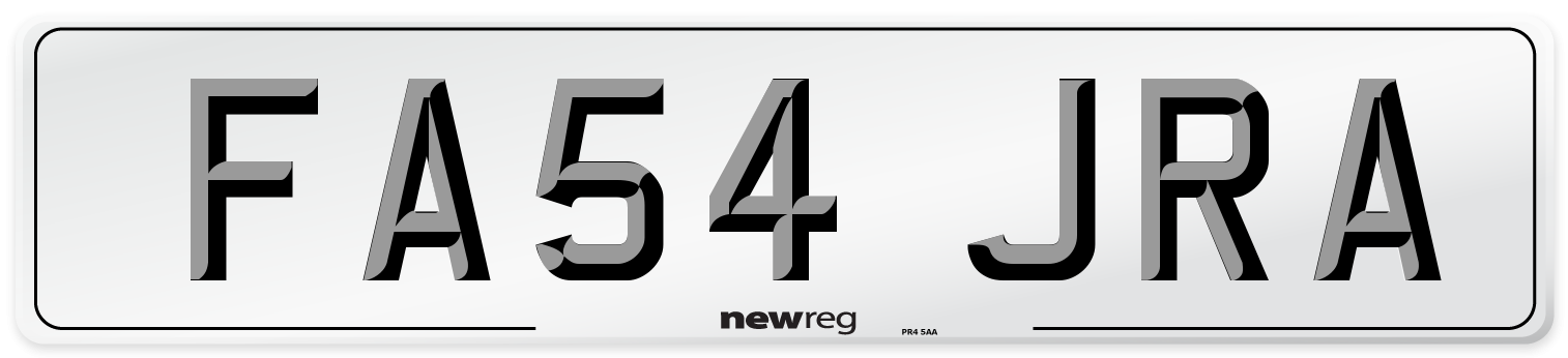 FA54 JRA Number Plate from New Reg
